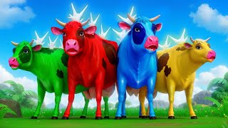 4 Super Color Cows in an Epic Battle Adventure Animal Kingdom Showdown  Cow Cartoons [upl. by Lillywhite]