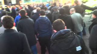 Man Utd fans surrounded by police from Anfield to the City Cente [upl. by Kendal340]