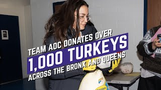 AOC Donates Over 1000 Turkeys to NY14  Alexandria OcasioCortez [upl. by Adyan]