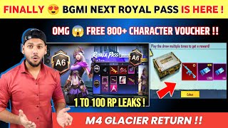 FREE 800 CHARACTER VOUCHER 🔴 A6 Royal Pass is Here  M4 Glacier Return  Bgmi Next Royal Pass [upl. by Violante]