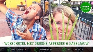 WOKSCHOTEL MET ASPERGES amp KABELJAUW  15 MINUTEN RECEPT [upl. by Smiley936]