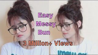 Easy Everyday Messy Bun  Hair Tutorial  Anukriti Lamaniya [upl. by Pollyanna370]