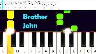 Learn Easy Piano Song for Beginners  Brother John  Piano Tutorial with Music Notes [upl. by Shara]