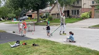 Road hockey with the neighbours [upl. by Ced477]