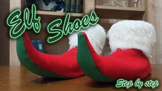 Diy How to make Elf Christmas Shoes  Slippers  Step by step [upl. by Nunci]