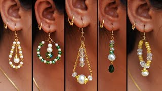 5 easy Pearl amp Crystal Earring Design  DIY  5 min Craft  Hand made jewelry  Art with Creativity [upl. by Hephzipah]