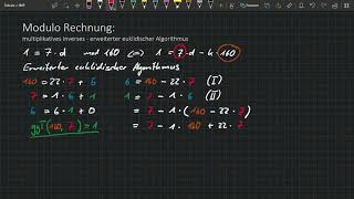 Modulo Rechnung  multiplikatives Inverses mit dem erweiterten euklidischen Algorithmus bestimmen [upl. by Jennie508]