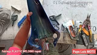 PLASTIC WELDING 42 Basag na Kaha ng Front Fender Honda Wave 100 Fairings Plastic Welding Repair pai [upl. by Naol103]