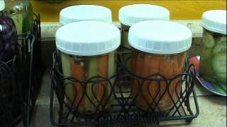 Lacto fermented jalapeno pepper carrot sticks fermented pickles and sauerkraut with bell peppers [upl. by Anoo]