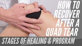 How to properly STAGE AND TREAT a quadrIceps quad tear  4 Exercise REHAB PROGRAM [upl. by Enairb]