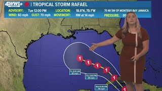 Tuesday 12PM Tropical Update TS Rafael makes way toward Gulf What can we expect [upl. by Asille]