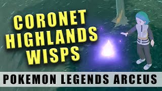 Coronet Highlands wisps Pokémon Legends Arceus  Map of wisp locations [upl. by Ailgna]