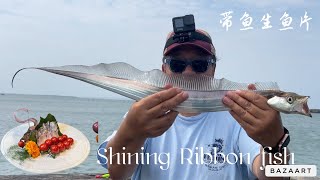 Ribbon fish catch clean and sashimi [upl. by Anwahsad]