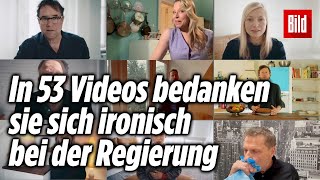 „allesdichtmachen“ Schauspieler posten ironische „Danke“Videos zur CoronaPolitik [upl. by Featherstone]