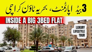 Inside Tour of 3Bed FlatApartment in Bahria Town Karachi  Apartments in Karachi [upl. by Bassett829]