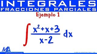 Integración por fracciones parciales  Ejemplo 1 División [upl. by Adnoyek779]