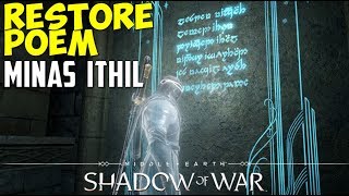 Restore Poem  Ithildin Door  Minas Ithil  MiddleEarth Shadow of War [upl. by Fitzpatrick632]