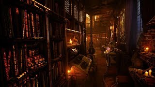 Old Library Sounds  Rain  Thunderstorm and Howling Wind Ambience  3 Hours [upl. by Trueman]