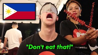 Trying the CRAZIEST FILIPINO Streetfood  BLINDFOLDED 🇵🇭 [upl. by Sudnor]