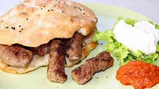 Bosanski ćevapi u domaćim lepinjama sa kajmakom WRITTEN RECIPE IN ENGLISH  INFOBOX [upl. by Aisats]