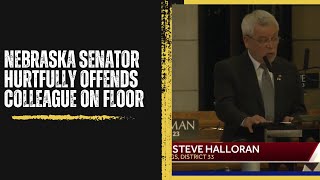 NE State Senator Halloran hurtfully offends colleague on floor [upl. by Hayifas]