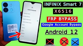 Infinix Smart 7 HD FRP Bypass Android 12  Infinix X6516 FRP Bypass Google Account Unlock Without PC [upl. by Neemsay]