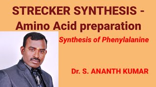 STRECKER SYNTHESIS  AMINO ACID PREPARATION SYNTHESIS OF PHENYLALANINE [upl. by Htial]