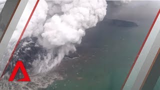 Aerial view of the crater of Mount Anak Krakatoa in Indonesia [upl. by Irual]