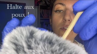 ASMR coiffeuse  traitement antiPOUX  Massage du Cuir Chevelu ciseaux gants en latex pince… [upl. by Oramug]