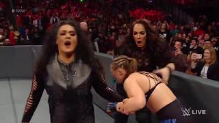 Ronda Rousey amp Natalya fight off Tamina amp Nia Jax amp The Riot squad December 3rd 2018 [upl. by Tammie]