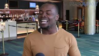 Abdul Razak Alhassan speaks to MMA Junkie at Dominance MMA media day in Las Vegas [upl. by Ylloh653]