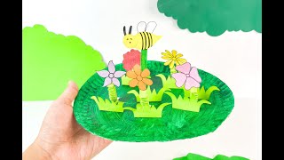 Flower Garden amp Bee Paper Plate Craft [upl. by Noelc475]