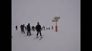 Skiing in Avoriaz in January 2023 Riding the Cases Chair Lift then down the blue Abricotine run [upl. by Tihw324]