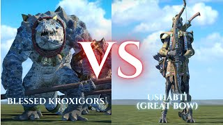 WARHAMMER III Total War  Blessed Kroxigors VS Ushabti Great Bows [upl. by Anissa]