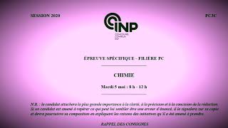 Corrigé CCINP Chimie PC 2020 Partie 1 [upl. by Ainafetse]