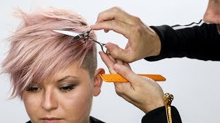 Pixie Haircut Tutorial Plus Bonus Pink Hair Color How To [upl. by Asirac]