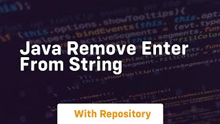 java remove enter from string [upl. by Farrel315]