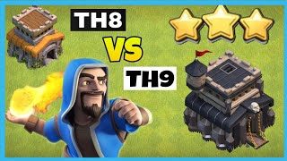 Ultimate Town hall 8 vs Town hall 9 attack strategy  how to 3 star max th9 with th8 troops [upl. by Bywaters]