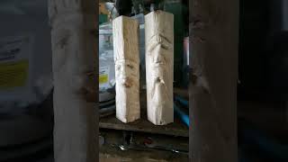 2 wood spirits created today [upl. by Nodle]