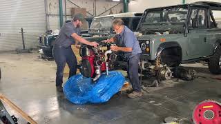 Land Rover Defender 90 Cummins R28 Turbo Diesel Engine Swap [upl. by Sipple]