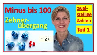 Minus bis 100 mit Zehnerübergang zweistellige Zahlen Teil 1  Einführung mit Legosteinen [upl. by Cinamod]