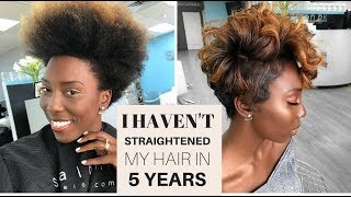 Cut Color and Straighten Natural Short 4C Hair [upl. by Harshman]