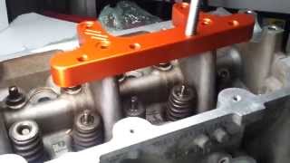 Ford 46 54 Engine Valve Spring Compressor Tool Installation [upl. by Ariane944]