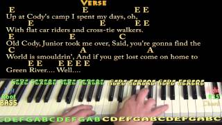 Green River CCR Piano Cover Lesson with ChordsLyrics [upl. by Eltsyek]