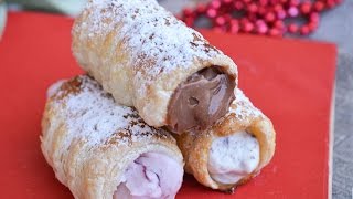 Cannoli di sfoglia dolci con gusti misti  Ricette che Passione [upl. by Anemaj324]