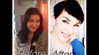 haircut long hair to short pixie hair cut anne hathaway style [upl. by Bibby]