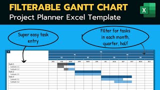 Filterable Project Planner  FREE Excel Gantt Chart Template [upl. by Metzger907]