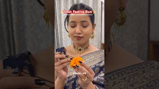 1 minute Festive Bun ❤️✨  Magic Pill hairhacks hairbun easybunhairstyle diwali2024 ootd grwm [upl. by Alludba698]