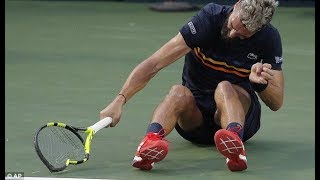 Benoit Paire smashes three rackets before being booed off during loss at the Citi Open [upl. by Birkner]