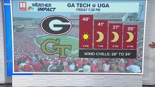 UGA Bulldogs host Georgia Tech for chilly game  College football forecast [upl. by Goldfarb135]